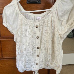 No Boundaries Cream Shortsleeve Lace Crop Top